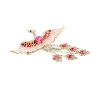 TOYANDONA Elegante Fabelvogel Brosche Damen Strass Metall Anstecknadel Pink für Festliche Anlässe Hochzeit Schmuck