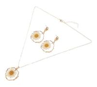 TOYANDONA Gänseblümchen Schmuckset Damen Filigrane Halskette und Ohrringe mit Gepressten Blumen Leichtes Hypoallergenes Halsketten und Ohrring Satz für Elegante Outfits