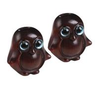 TOYANDONA Holz Pinguin Schlüsselanhänger 2 Stück aus Sandelholz mit Blauen Augen Handgefertigte Auto und Taschen Dekoration Selbstgemacht Holzanhänger