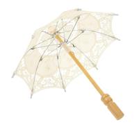 TOYANDONA Kinder Spitzenschirm Weiß Baumwolle Vintage Sonnenschirm mit Stickerei Kleiner Brautsonnenschirm für Blumenmädchen Dekorativer Fotorequisit und Geschenk