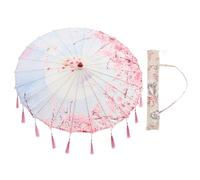 TOYANDONA Klassischer Quasten Regenschirm in Rosa aus Seide und Holz für Tanzfotografie und Bühneneinsätze