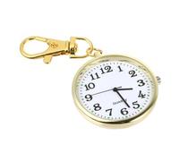TOYANDONA Luminous Taschenuhr Schlüsselanhänger Leichte Hängende Uhr mit Großem Zifferblatt Hautfreundlich für Mittelalte und Ältere Klassisches Gold Weiß Design Präzise Quarzuhr für Alltag