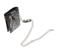 TOYANDONA Punk Ledergeldbörse Damen Klein mit Totenkopfmotiv Kette Kartenhalter und Reißverschluss Reisebrieftasche aus Leder für Outdoor und Halloween
