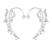 TOYANDONA Strass Ohrclips Schmetterling Silber mit Kristall 1 Paar Clip On Ohrringe Damen für Hochzeiten und Partys