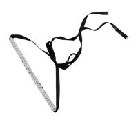 TOYANDONA Strassgürtel Damen Brautgürtel mit Schleife Taillenkette Hochzeitsgürtel Silber Schwarz Satinband für Brautkleid und Abendkleid