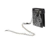 TOYANDONA Unisex Ledergeldbörse mit Kette Punk Geldbeutel mit Totenkopf Motiv Kleine Reisebrieftasche aus Leichtem Reißfestem Leder Handliche Kartenbörse im Punk Stil