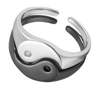 TOYANDONA Verstellbare Yin Yang Partner Ringe Dekorative Verlobungsringe für Langlebiger Legierungsring in Dunkelgold und Weißgold Stilvoll und Bequem für Liebende