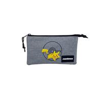 TOYBAGS Pokemon Pikachu Federmäppchen, dreifach, innen gefüttert und mit Reißverschluss, Federmäppchen mit 3 Fächern, 3 x 23 x 3 cm, bunt, Dreifach-Schulmäppchen