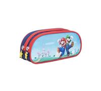 TOYBAGS Super Mario Schulmäppchen mit Reißverschluss, innen komplett gefüttert und personalisierbar, 11 x 24 x 6 cm, bunt, Dreifach-Schulmäppchen