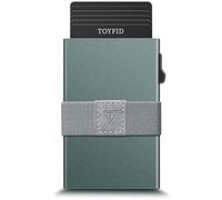 TOYFID Pop-Up-Geldbörse für Herren, Kreditkartenhalter, automatisch, flach, minimalistisch, Business-Geldbörse mit elastischem Band, RFID-blockierend, Metallgehäuse, Mehrfarbig
