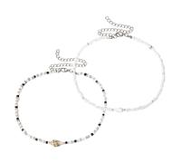 Toyvian 2 Stück Handgefertigte Perlenkette mit Bunten Muscheln Verstellbarer Choker für Damen und Teens Sommerliche Strandkette im Boho stil für Urlaub und Freizeit