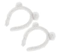 Toyvian 2 Stück pack Plüsch Bärenohren Haarreif Weiß mit Weichem Material und Vielseitiger Nutzung für Party und Spa Hält Lästige Haare Zurück