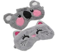 Toyvian 2 Stück Plüsch Schlafmaske Cartoon Tiermotiv Weiche Verstellbare Augenbinde für Mädchen und Frauen Schlaf für Reisen Zuhause Camping und Entspannung