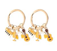 Toyvian 2 Stück Schlüsselanhänger Geigen und Mikrofon Design aus Zinklegierung Modische Musikschmuck Anhänger für Handtaschen und Rucksäcke Leicht und Robust