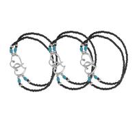 Toyvian 3 Stück Boho Fußkettchen Damen Mehrlagig mit Doppelherz und Perlen Leichter Kunststoff Fußschmuck für Strand und Sommer