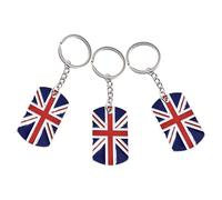 Toyvian 3 Stück Schlüsselanhänger mit Britischer Flagge aus Zinklegierung mit Ölbeschichtung Rechteckige Form Robust Geschenk für Fans