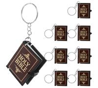 Toyvian 8 Stück Bibel Schlüsselanhänger aus Metall mit Pvc und Papier Miniatur Taschenanhänger in Weinrot Robustes Schlüsselring für Taufe und Rucksackdeko