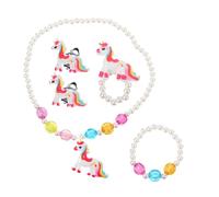 Toyvian Einhorn-schmuckset Für Mädchen Kinderarmband Mädchenohrringe Kinderhalskette Kinderring Partygeschenk Für Kleine Prinzessinnen