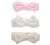 Toyvian Korallenfleece Stirnband 3 Stück mit Knotenschleife Elastisches Make Up Haarband für Damen Mädchen Weich Waschbar Geeignet für Gesichtswäsche Spa und Kosmetik