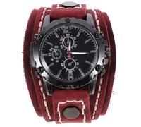 Toyvian Retro Herrenarmbanduhr mit Handgenähtem Rindslederarmband und Großem Zifferblatt Hautfreundlich und Leicht als Geschenk zum Geburtstag oder Jubiläum