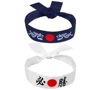 Toyvian Trainingsstirnband 2 Stück Baumwolle Schweißabsorbierend und Haarsicher für Fitness und Kücheneinsatz Japanische Bushido Optik