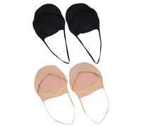 TOYZFRIENDY 2 Paare Unsichtbare Damen Half Socks mit Fersenkissen und Sling Rutschfeste Komfortable Fußpolster socken für High Heels Pumps Pantoletten Schwarz Hautfarben