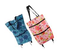 TOYZFRIENDY 2 Stück Faltbarer Einkaufswagen mit Rädern Wiederverwendbare Einkaufstasche mit Großer Kapazität Stabiler Trolley für Einkäufe Reisen Picknick und Alltag Leicht zu Bewegen und