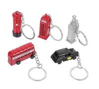TOYZFRIENDY 5 Stück Teiliges London Souvenir Schlüsselanhänger Detailgetreue Britische Bus Telefonzellen Uhrenturm Modelle aus Langlebiger Leichter Anhänger für Tasche Geldbörse Rucksack