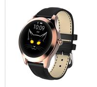 TPFNet Damen Smart Watch / Fitness Tracker IP68 - Kunstleder Armband - Android & IOS - verschiedene Farben - Gold/Schwarz
