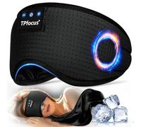 TPfocus Schlafmaske mit Bluetooth, ASMR, kabellose Musik Schlafmaske, Ultraweiche KopfhörerU Seitenschläfer/Büro/Reisen/Geburtstag für Männer, Frauen (Ice Black)