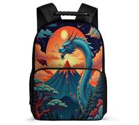 TPISLI Kinderrucksack Drache Design für Jungen Mädchen 7-12 Jahre Kinderrucksack Chinese Stil Klasse 2-4 Bookbag, Stabiler Griff Leicht Robust für Bücher Hefte