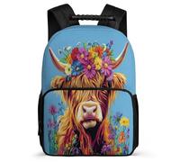 TPISLI Kinderrucksack Highland Rind für Kinder Schüler 8 Jahre Schulrucksack Tier Design Klasse 2-5 Daypack, Daypack Leicht Robust für Reise Alltag