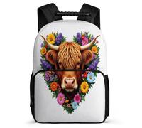 TPISLI Kinderrucksack Highland Rind für Kinder Schüler 9 Jahre Rucksack mit Tier Kuh Klasse 3-5 School Bag, Seitenfächer Leicht Robust für Geschenk zum Schulanfang