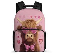 TPISLI Kinderrucksack Highland Rind Klasse 5 für Jungen Mädchen Schulrucksack Bull Print 6-10 Jahre Daypack, Weiche Filzdetails Freizeit Reise für Outdoor Alltag