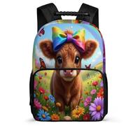 TPISLI Rucksack Highland Rind 7-12 Jahre für Jungen Mädchen Schulranzen Tier Kuh Klasse 3-5 Daypack, Gepolsterter Rücken Schulweg Ausflug Schule Freizeit