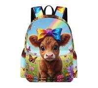 TPISLI Rucksack Highland-Rind Kinder Klasse 3-5 Stier-Motiv Rucksack Schüler Klasse 5 Daypack Schulweg Ausflug praktisch für Alltag Sport Ausflug für tägliche Nutzung