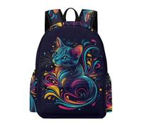 TPISLI Rucksack Jungen Katze Illustration Kinder Schultasche, Schulrucksack Für Mädchen 1. Bis 3. Klasse, Modischer Nylon Kinderrucksack Mit Tier Kätzchen