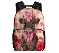 TPISLI Rucksack Kawaii Highland Kuh für Jungen 5-10 Jahre Kinderrucksack Rind Klasse 1-4 Backpack, Leicht Robust Weiche Filzdetails für Schulweg Ausflug