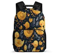 TPISLI Rucksack Klein Gelb Ente für Kinder Schüler 10 Jahre, Schulrucksack Tiermotiv Kinderrucksack Klasse 4-6, Bookbag, Leicht Robust, Seitenfächer für Freizeit Alltag