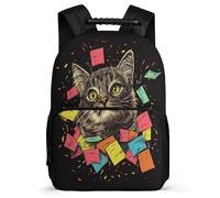 TPISLI Rucksack mit Katze Motiv für Jungen 5-10 Jahre, Schulrucksack Tier Kätzchen Muster Schultasche Klasse 3-5, Daypack, Flaschenfächer, Verstellbare Schultergurte, Schultag