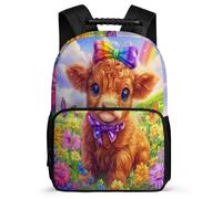 TPISLI Rucksack Niedlich Kuh Tier für Mädchen 5-10 Jahre Kinderrucksack Highland Kuh Klasse 2-5 Daypack, Leicht Robust Gepolsterter Rücken für Outdoor Alltag