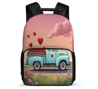 TPISLI Schulrucksack Car Herz Bedruckt für Jungen Mädchen 6 Jahre Kinderrucksack Cartoon Cars Klasse 3 Daypack, 1680D Gewebe Verstellbare Schultergurte für Geschenk zum Schulanfang