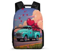 TPISLI Schulrucksack mit Car Herz Muster für Teenager 9 Jahre Schulrucksack Cartoon Cars Klasse 2-4 Daypack, Leicht Robust Seitenfächer für Geschenk zum Schulanfang