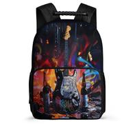 TPISLI Schulrucksack mit Gitarre 7-12 Jahre für Schüler Rucksack Singer Music Lover Klasse 1 Bookbag, Stabiler Griff Weiche Filzdetails Geburtstagsgeschenk