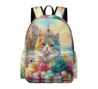 TPISLI Schultasche Bunt Katze Mädchen Rucksack Schule, Bequeme Und Atmungsaktiv Schulrucksack Tier Kätzchen Teenager, Modischer Kinder Schulranzen Für Mädchen Der 3. Bis 5. Klasse