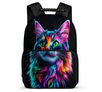 TPISLI Schultasche Katze Tier für Kinder Schüler Klasse 3-5 Schulranzen Kätzchen Illustration 7-12 Jahre Bookbag, Seitenfächer Gepolsterter Rücken Outdoor Alltag