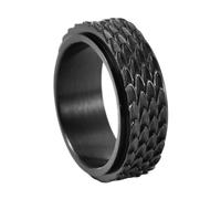TQWSVUM Dragon Scale Spinner Ring Für Männer Frauen - Norse Viking Vintage Drehbarer Edelstahl Fingerring - Mode Punk Gothic Pagan Tier Drachen Amulett Schmuck(Black,09)