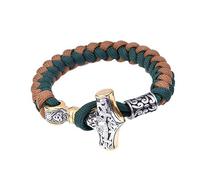 TQWSVUM Handgefertigte Wikinger Thors Hammer Überlebensarmbänder Edelstahl Paracord Seil Nordisches Mjolnir Skandinavischer Herrenschmuck(21CM)