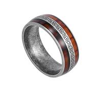 TQWSVUM Herren Damen Wikinger Keltischer Knoten Holz Intarsien Ring - Nordisch Vintage Irischer Knoten 8mm Edelstahl Ehering - Handgefertigter Mode Schutz Amulett Charme Schmuck