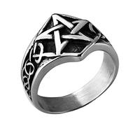 TQWSVUM Herren Edelstahl Keltischer Knoten Pentagramm Stern Ring, Nordic Viking Vintage Pentagramm Geometrischer Fingerring, Mode Gothic Heidnischen Ehering Schmuck Größe 7-13